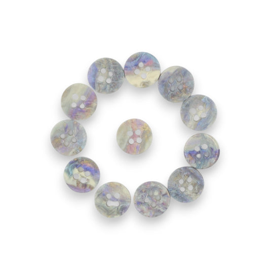 Round Rim 4 Hole Cream Holographic Colour Fancy Shirt Buttons