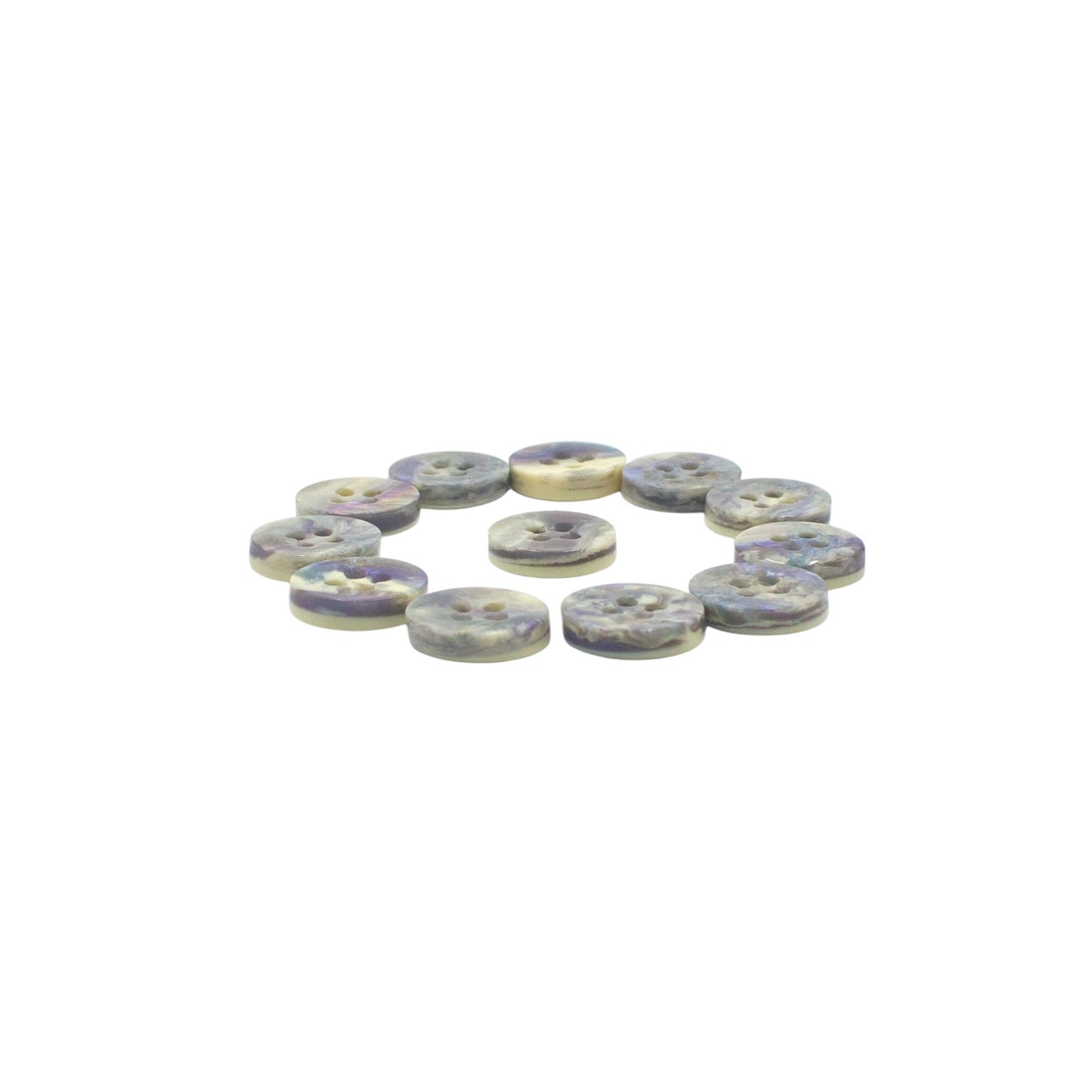 Round Rim 4 Hole Cream Holographic Colour Fancy Shirt Buttons