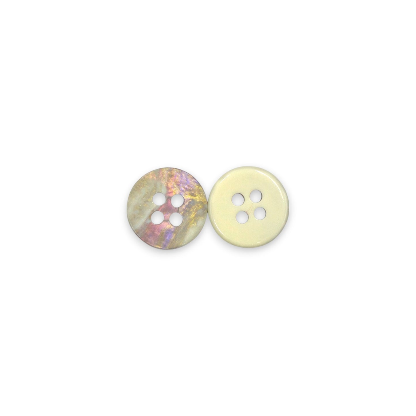 Round Rim 4 Hole Cream Holographic Colour Fancy Shirt Buttons