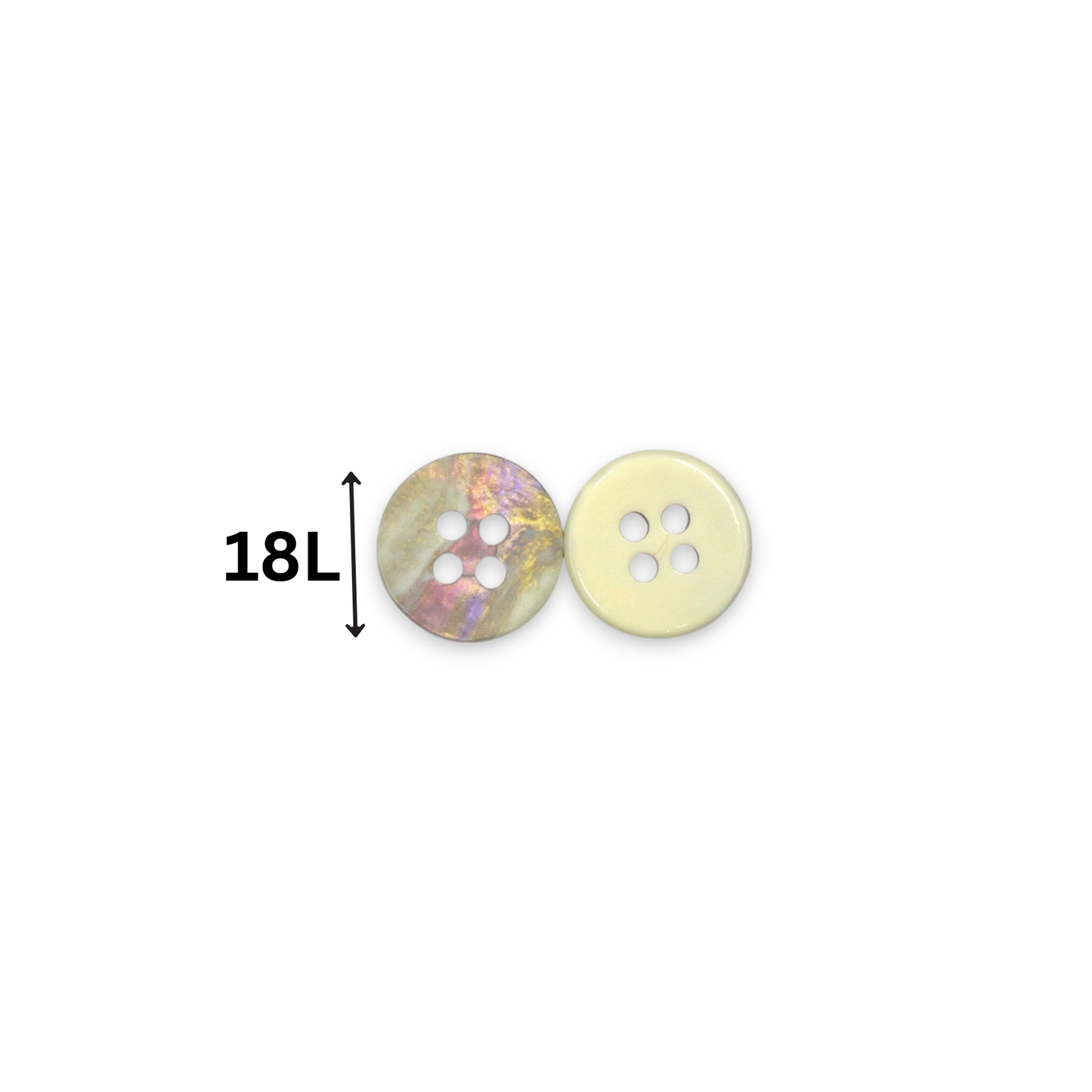 Round Rim 4 Hole Cream Holographic Colour Fancy Shirt Buttons
