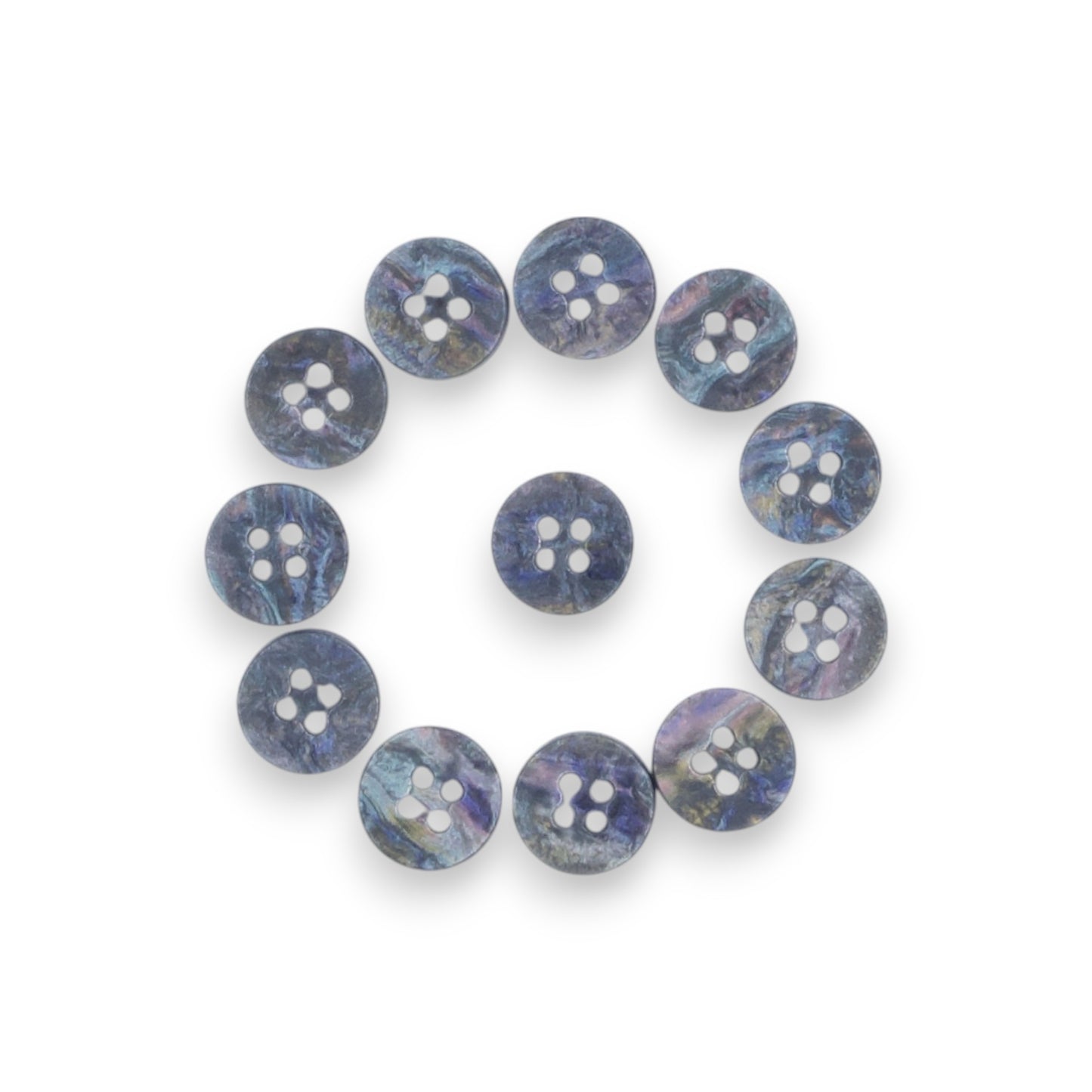 Round Rim 4 Hole Grey Holographic Colour Fancy Shirt Buttons