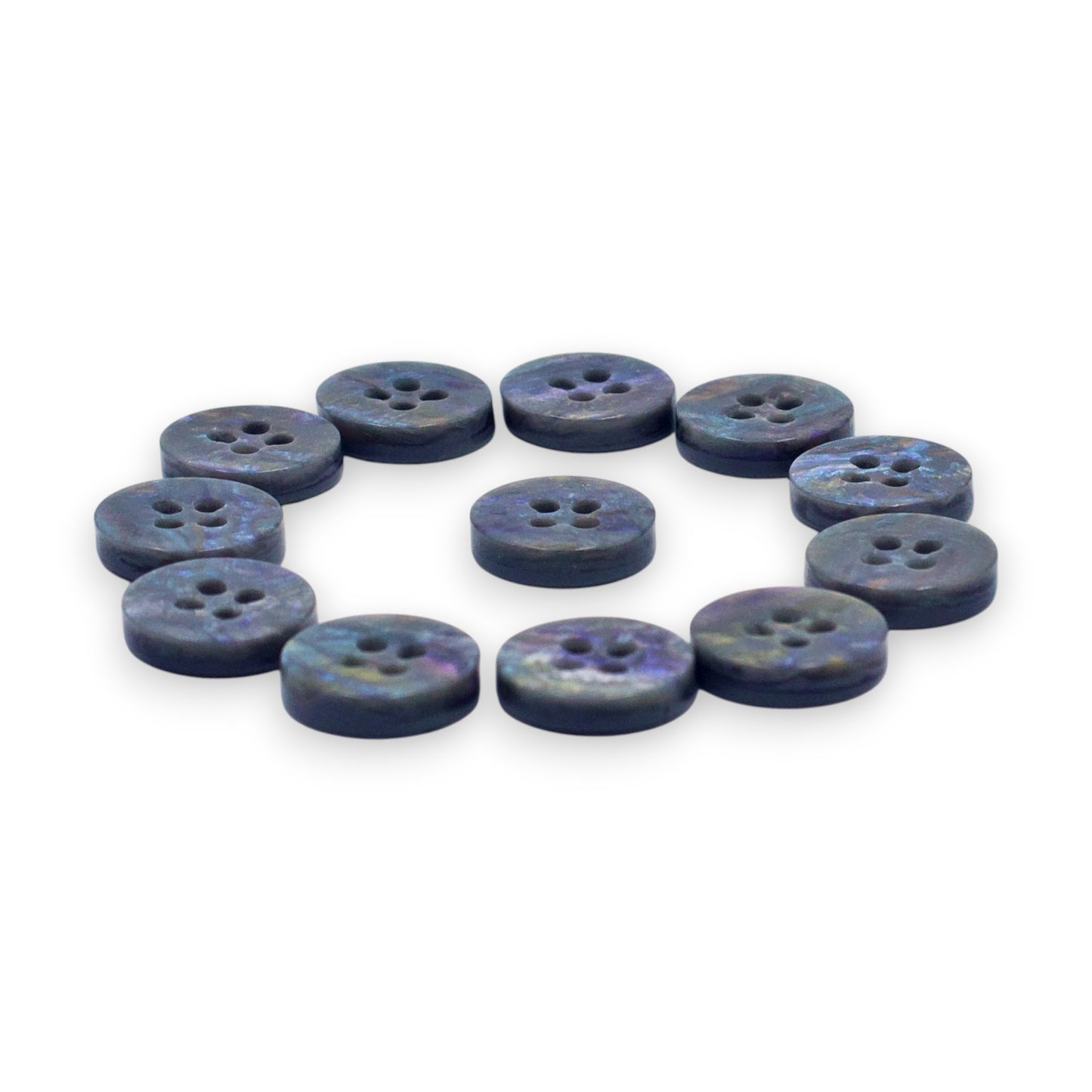 Round Rim 4 Hole Grey Holographic Colour Fancy Shirt Buttons