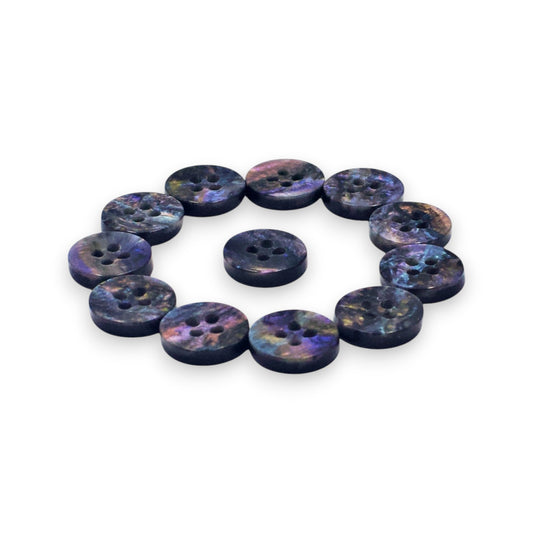 Round Rim 4 Hole Black Holographic Colour Fancy Shirt Buttons