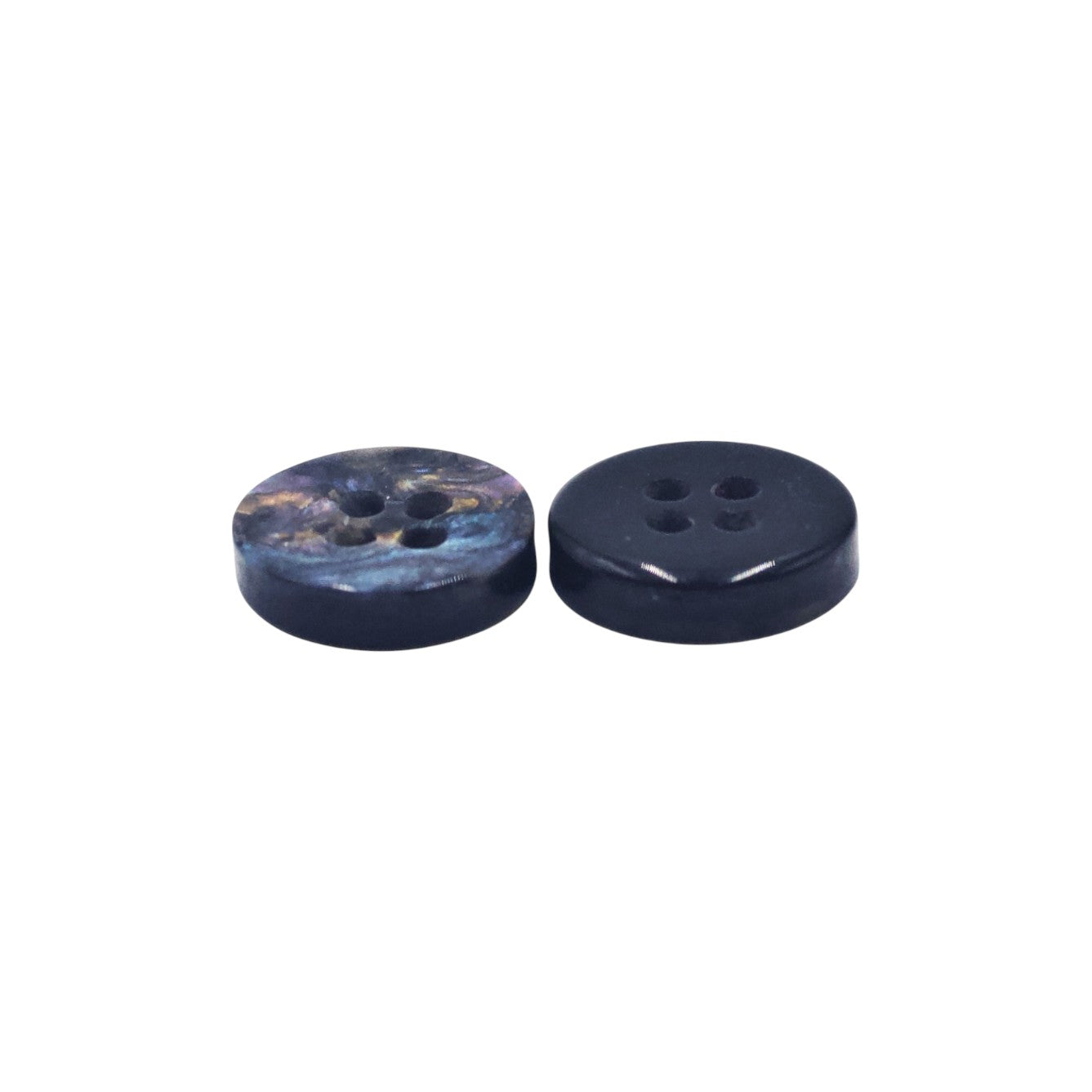 Round Rim 4 Hole Black Holographic Colour Fancy Shirt Buttons