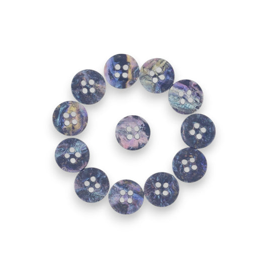 Round Rim 4 Hole Dark Grey Holographic Colour Fancy Shirt Buttons