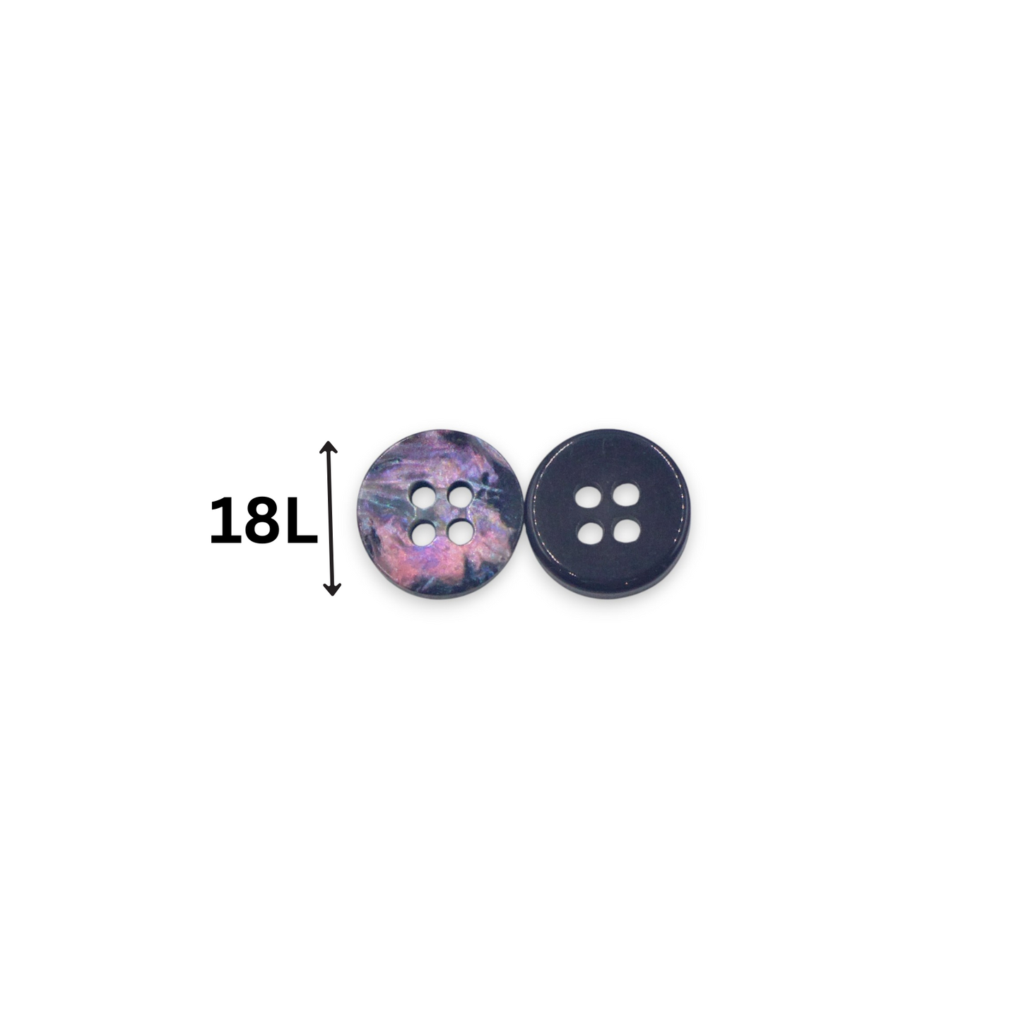 Round Rim 4 Hole Dark Grey Holographic Colour Fancy Shirt Buttons