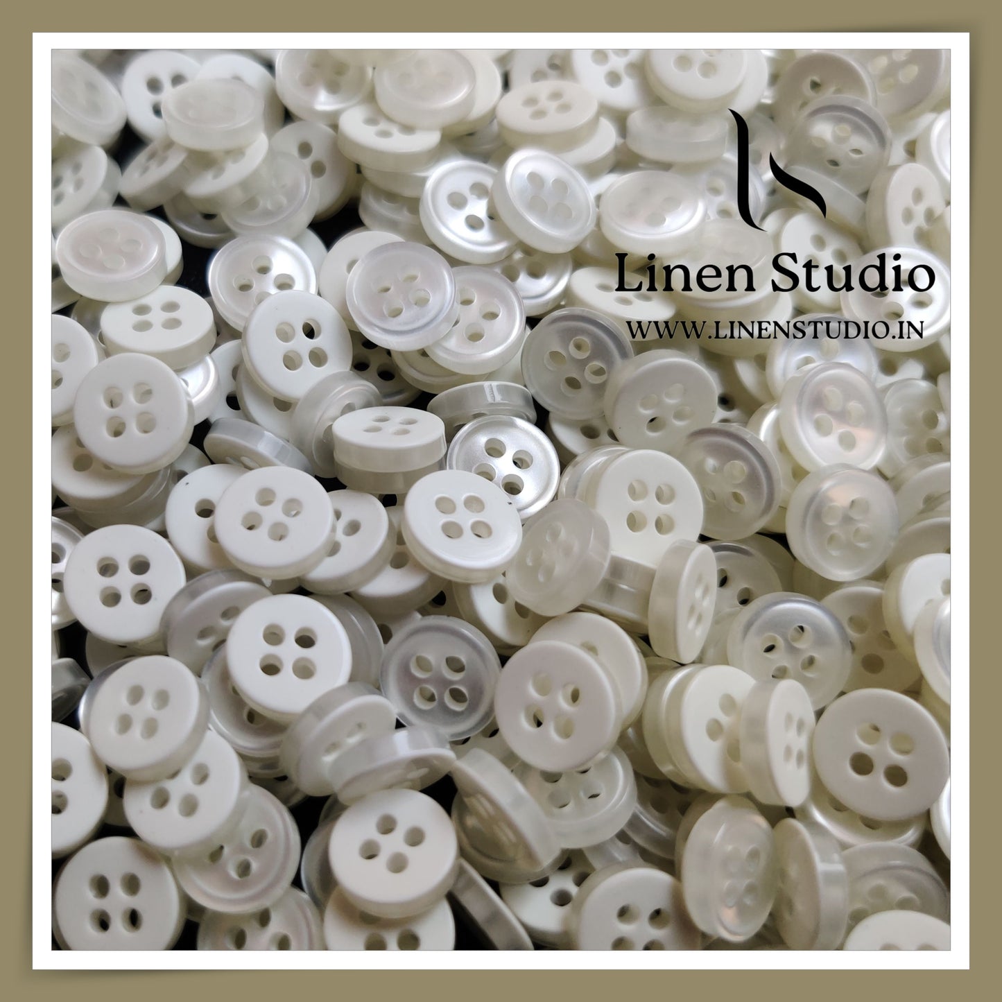 Round Rim 4 Hole White Shirt Buttons - P254 Lead free SG0015 14L