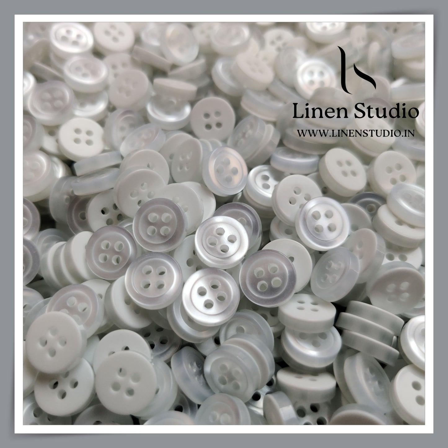 Round Rim 4 Hole White Shirt Buttons - P254 Lead free SG014 16L
