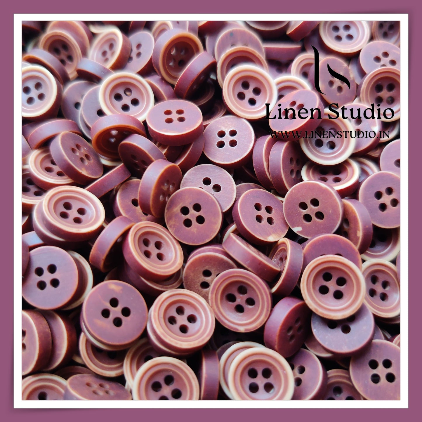 Round Rim 4 Hole Wood Imitation Shirt Buttons - P33F 18L(5)