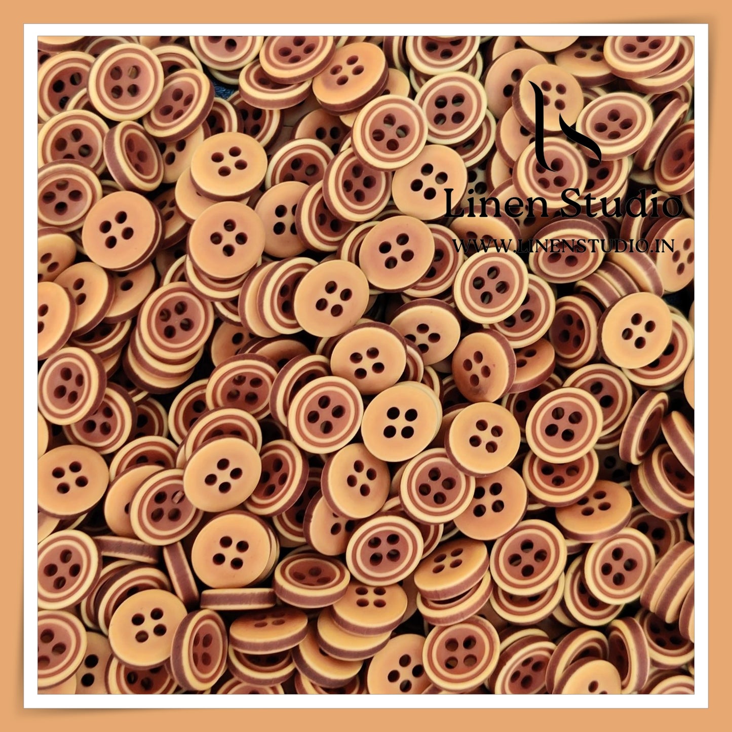 Round Rim 4 Hole Wood Imitation Shirt Buttons - P33F SG007 18L
