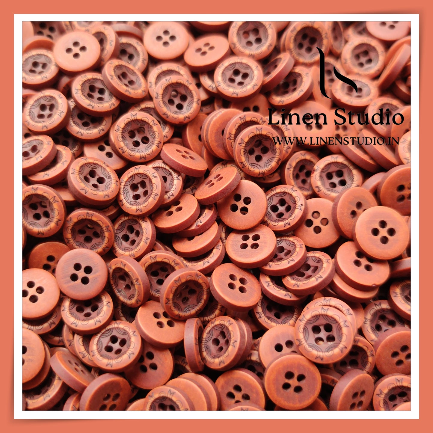 Round Rim 4 Hole Wood Imitation Shirt Buttons - P33F SG024 18L