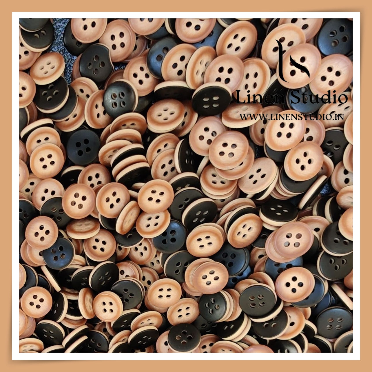 Round Rim 4 Hole Wood Imitation Shirt Buttons - P34F SG001 18L
