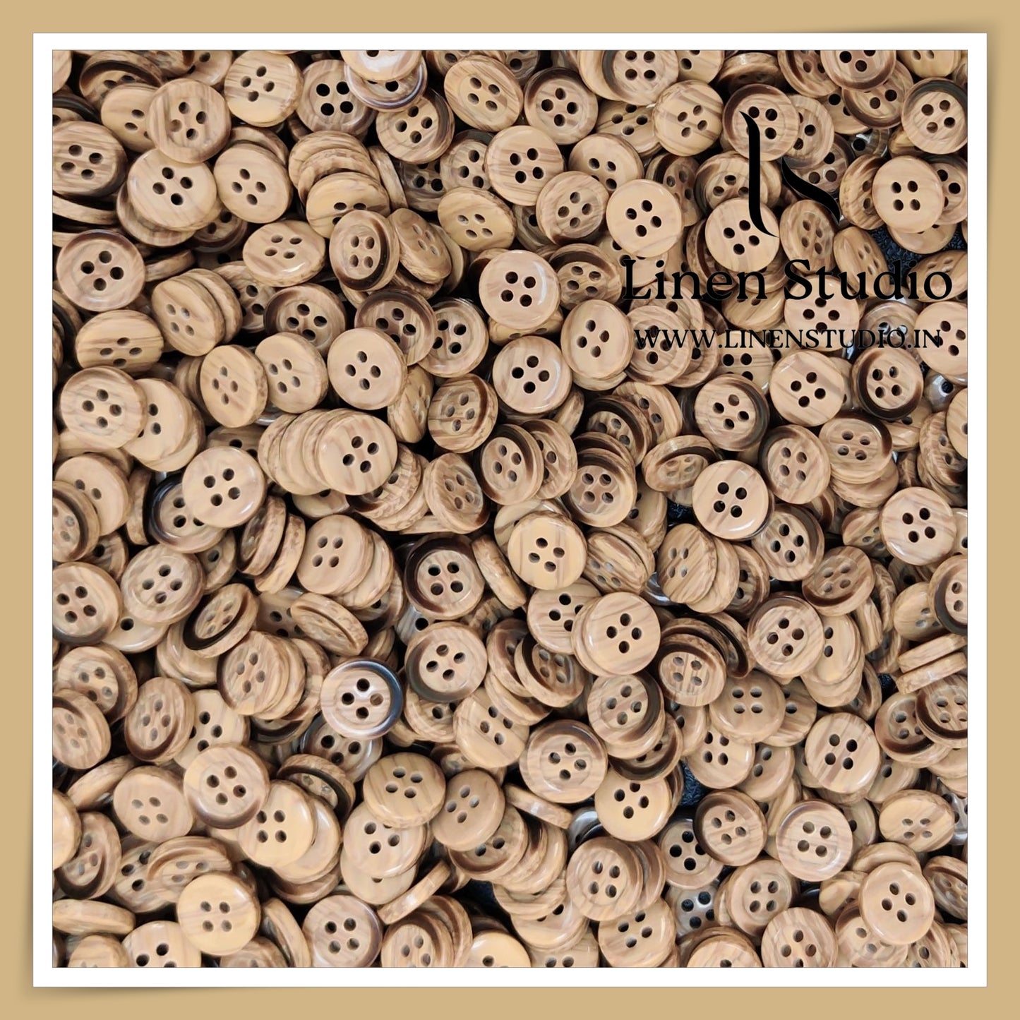 Round Rim 4 Hole Wood Imitation Shirt Buttons - P34F SG009 18L
