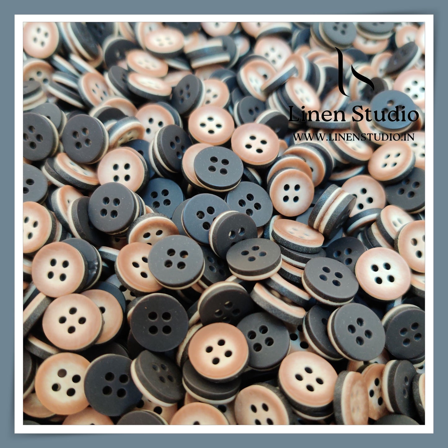 Round Rim 4 Hole Wood Imitation Shirt Buttons - P34F SG012 18L