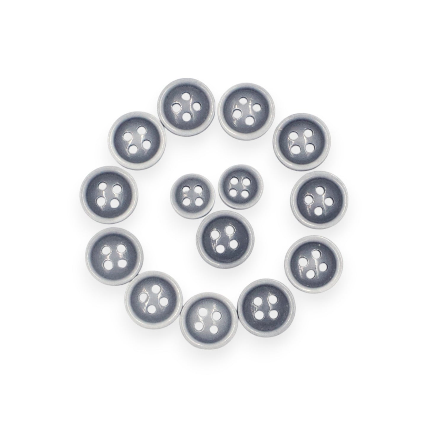 Round Rim 4 Hole Dark Grey / White Fancy Dual Tone Shirt Buttons (Big & Small)
