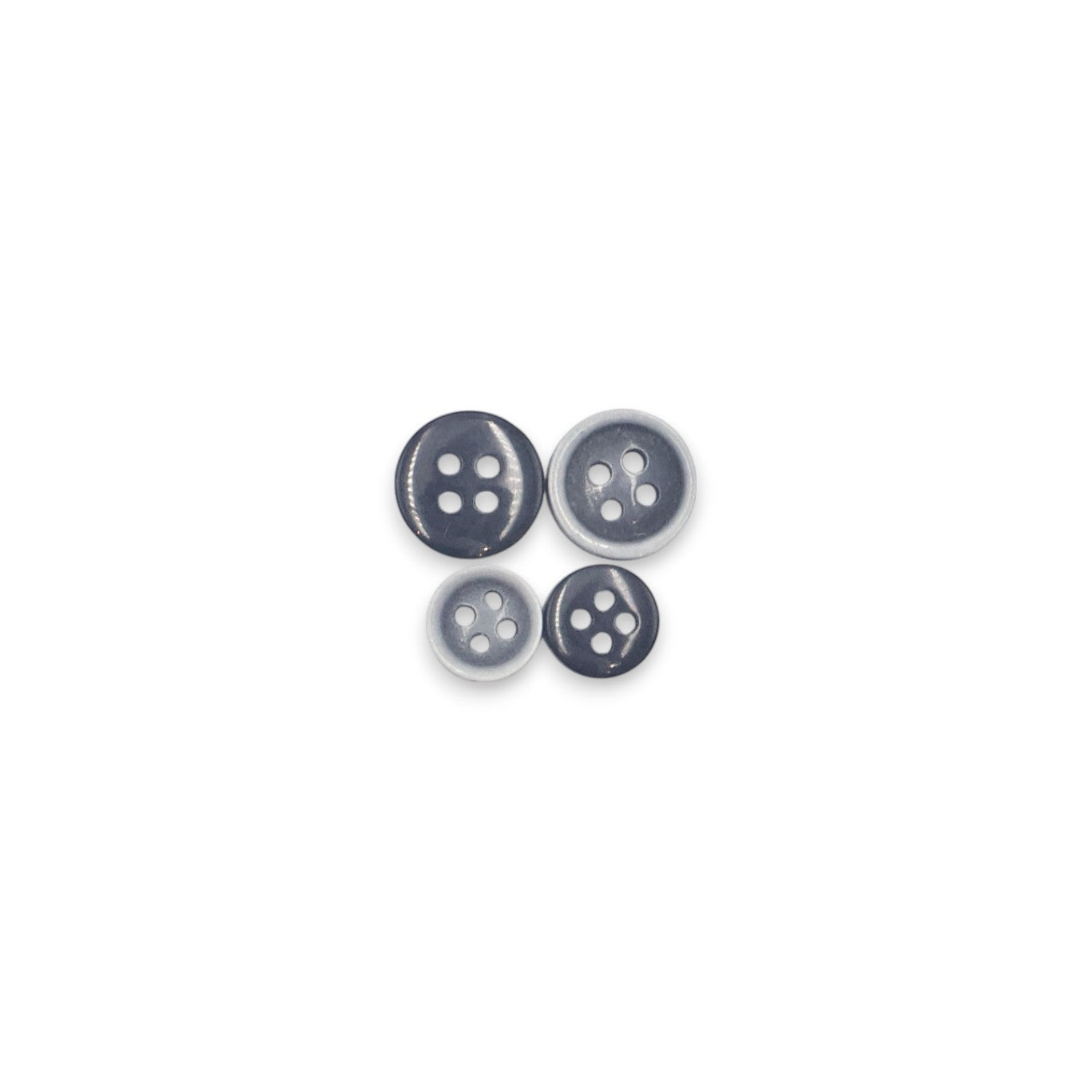 Round Rim 4 Hole Dark Grey / White Fancy Dual Tone Shirt Buttons (Big & Small)