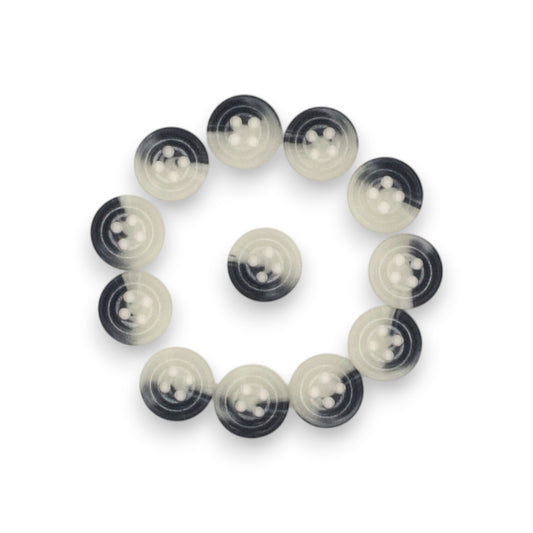 Round Rim 4 Hole Dark Blue with White Dual Colour Fancy Shirt Buttons