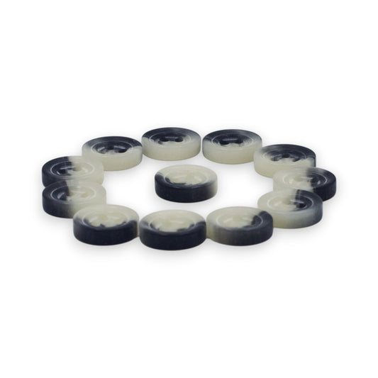 Round Rim 4 Hole Dark Blue with White Dual Colour Fancy Shirt Buttons