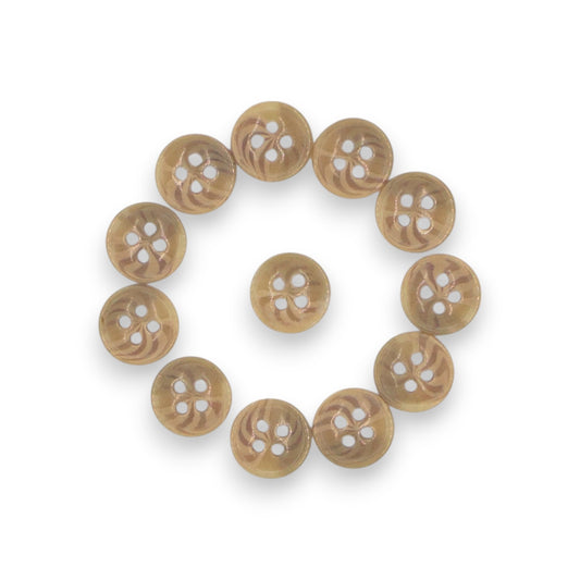 Round Rim 4 Hole Sand Dual Colour Fancy Shirt Buttons