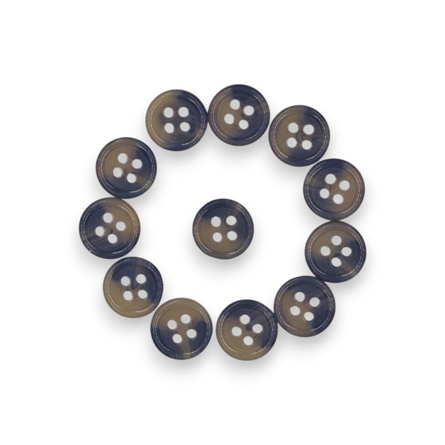 Round Rim 4 Hole Dark Blue with Sand Dual Colour Fancy Shirt Buttons