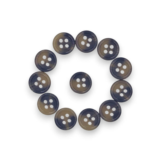 Round Rim 4 Hole Dark Blue with Sand Dual Colour Fancy Shirt Buttons