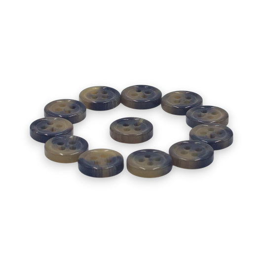 Round Rim 4 Hole Dark Blue with Sand Dual Colour Fancy Shirt Buttons