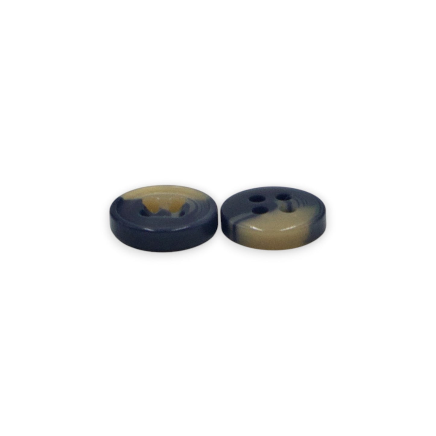 Round Rim 4 Hole Dark Blue with Beige Dual Colour Fancy Shirt Buttons