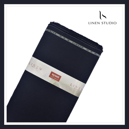 Raymonds 70 Lea Pure Linen Shirting - Darkest Navy Blue (NEW)