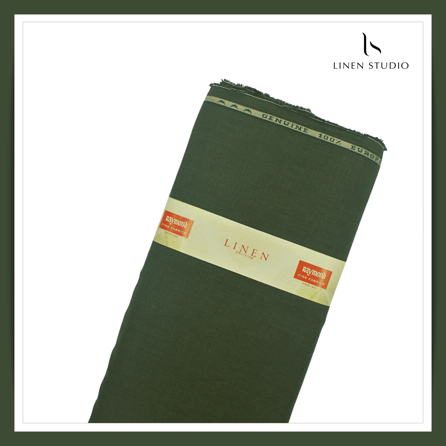 Raymonds 70 Lea Pure Linen Shirting - Rifle Green (NEW)