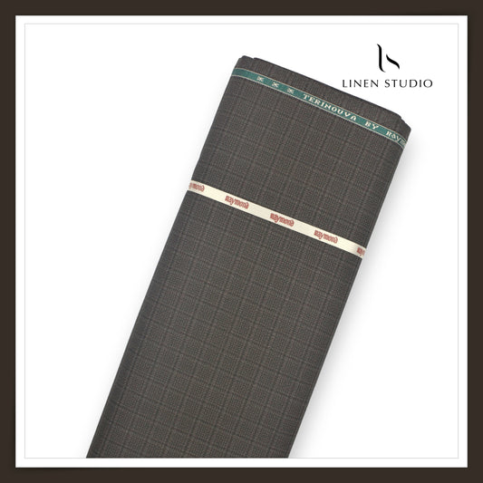 Raymond Poly Wool Blended Wrinkle Free Suiting - Iridium Checks (NEW) (Fastest Selling)