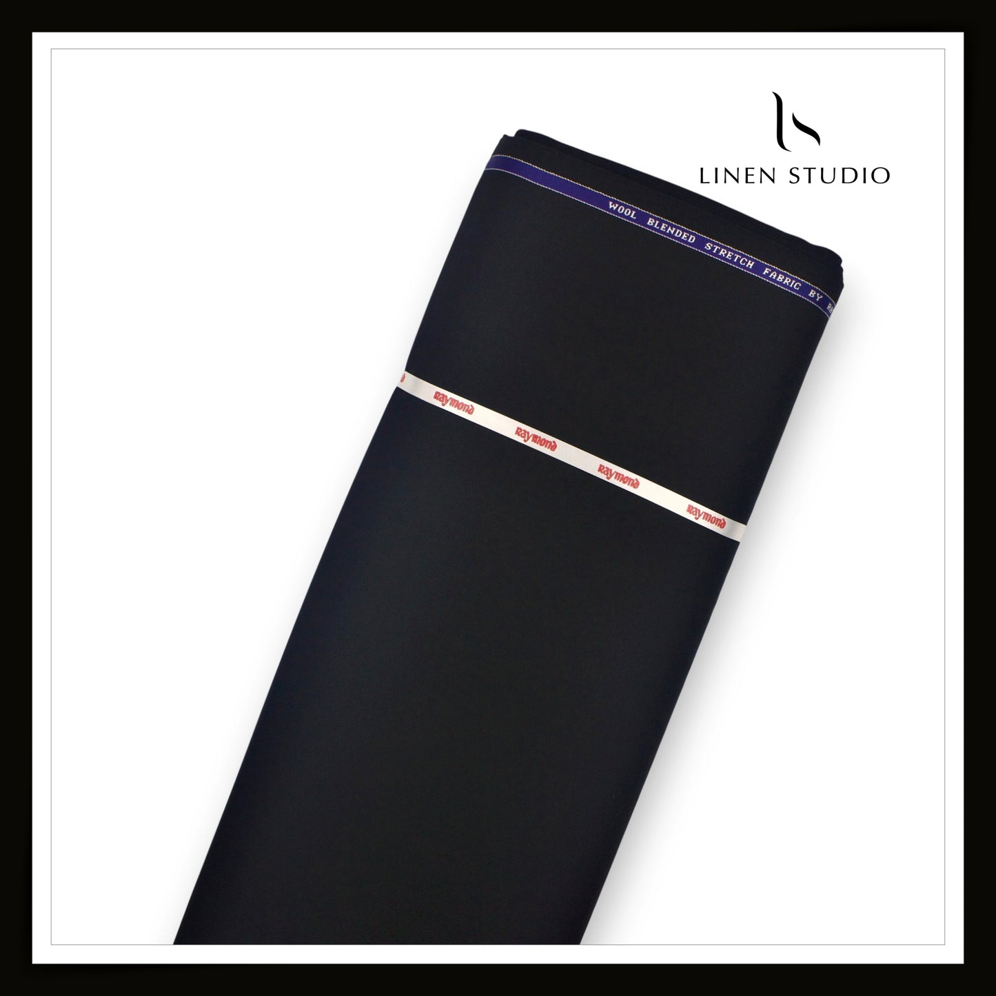 Raymond Poly Wool Blended Spandex Suiting - Dobby Weave Jet Black (NEW) (STRETCH)