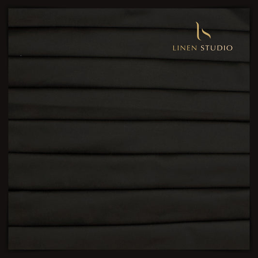 Premium Giza Cotton Satin Lycra Suiting - Deep Black (98% Cotton 2% Lycra)