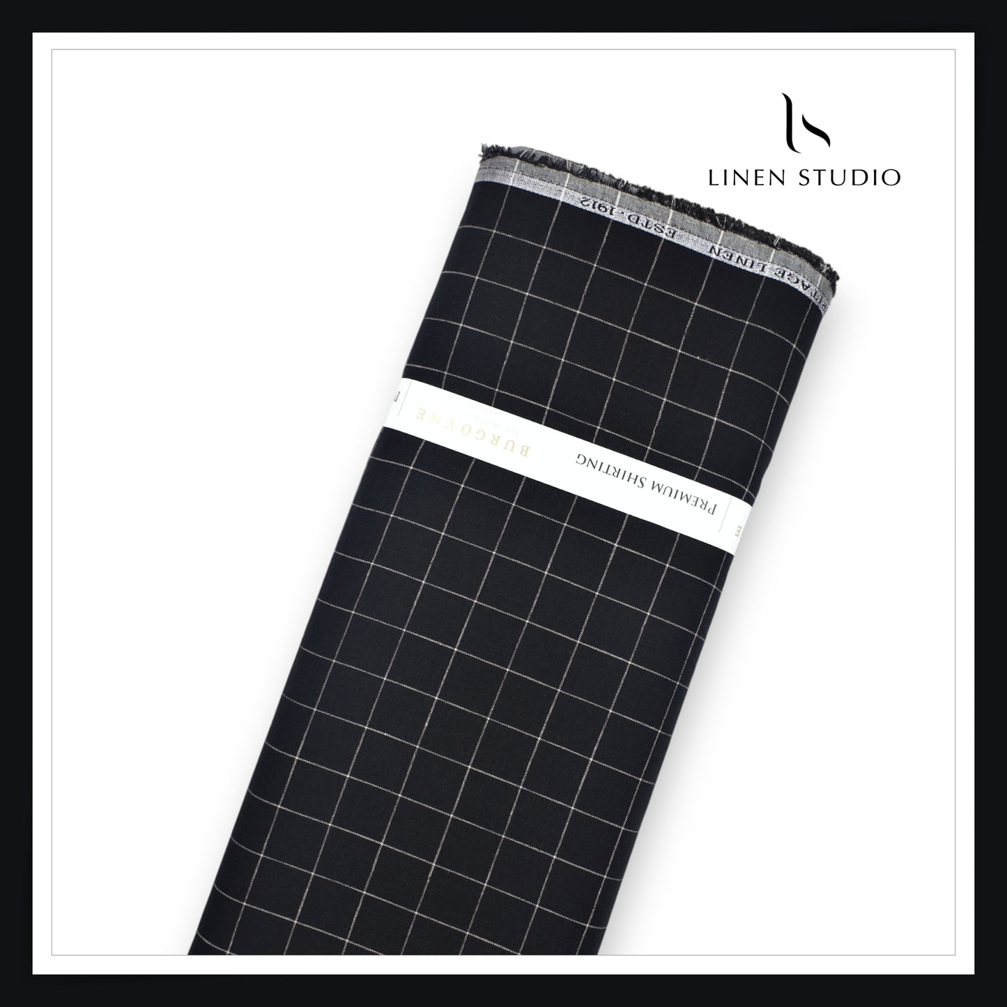 Burgoyne 60 Lea Pure Linen Shirting - Black Evergreen Checks (NEW)