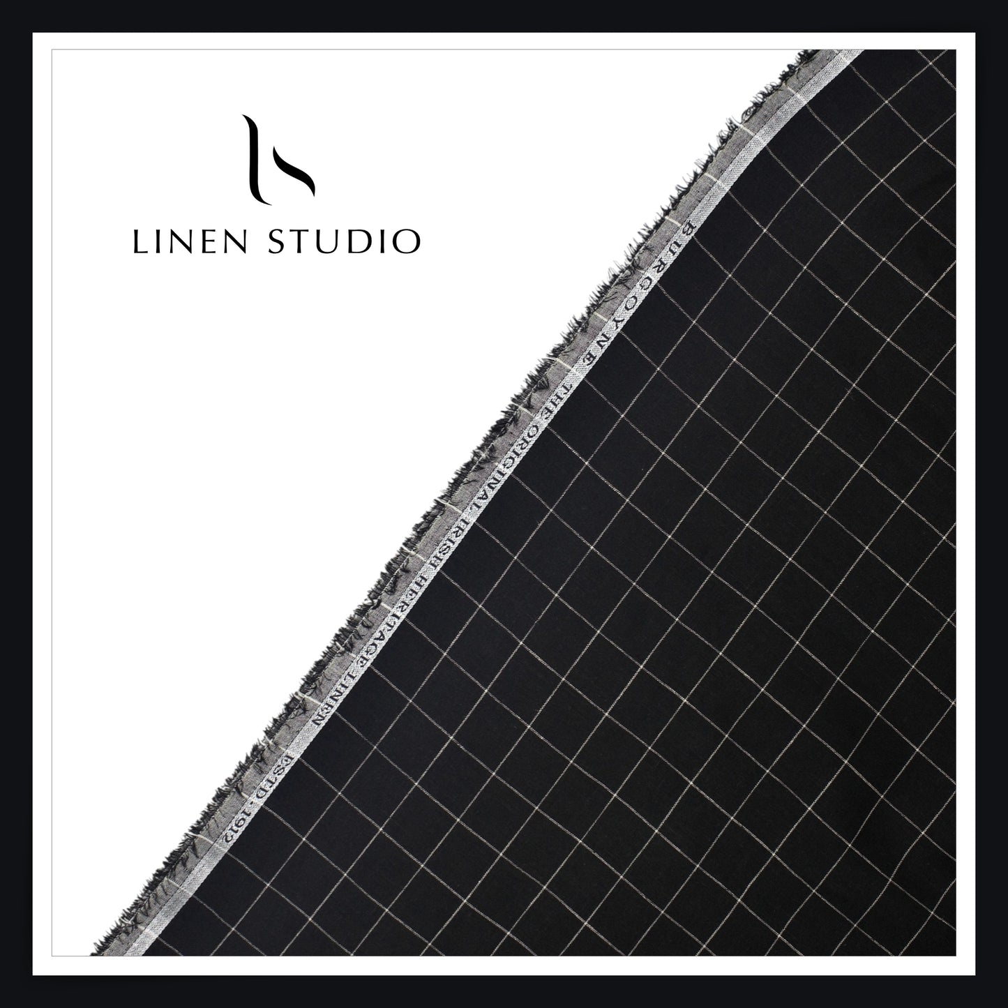 Burgoyne 60 Lea Pure Linen Shirting - Black Evergreen Checks (NEW)