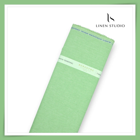 Burgoyne 60 Lea Pure Linen Shirting - Frog Green Stripes (NEW)