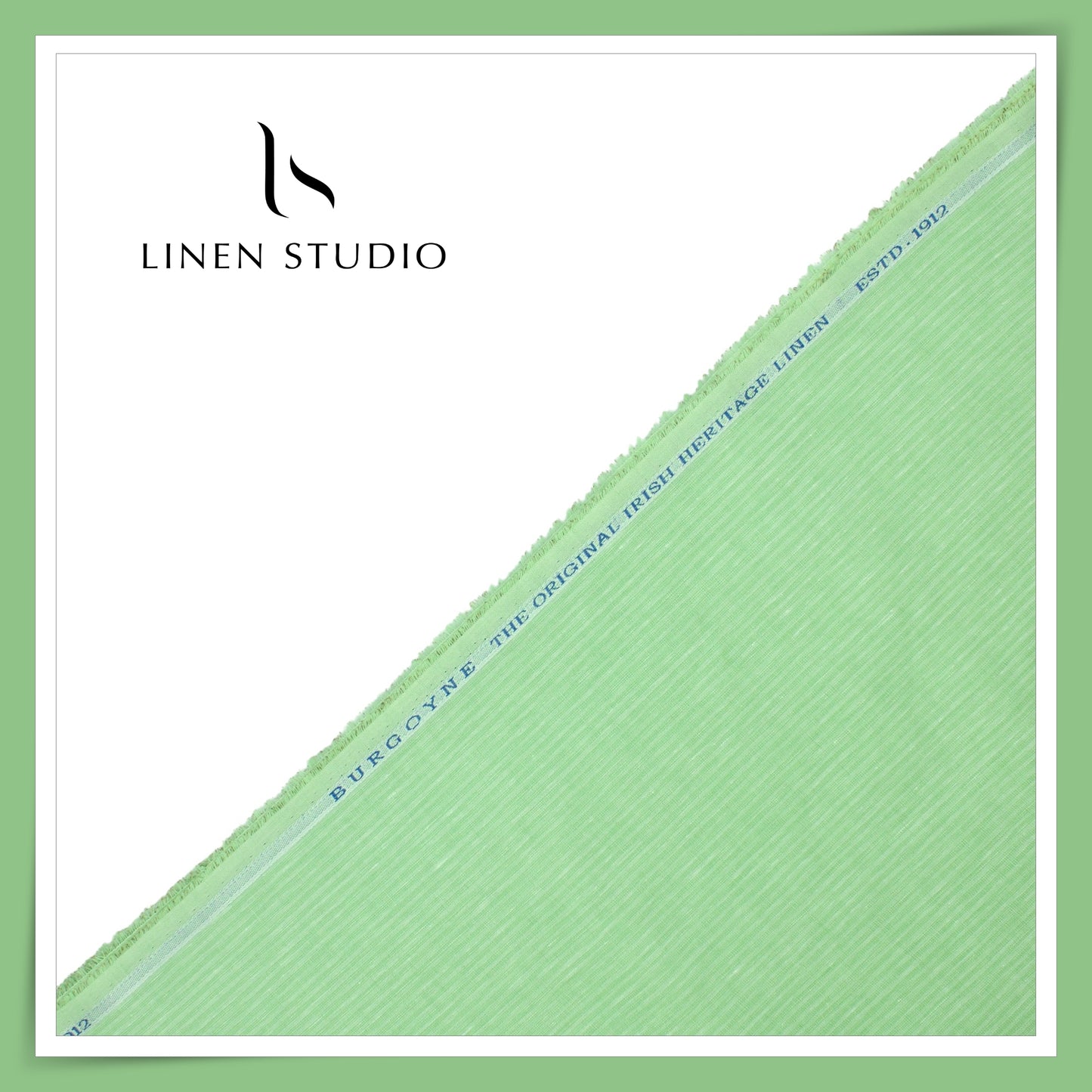 Burgoyne 60 Lea Pure Linen Shirting - Frog Green Stripes (NEW)