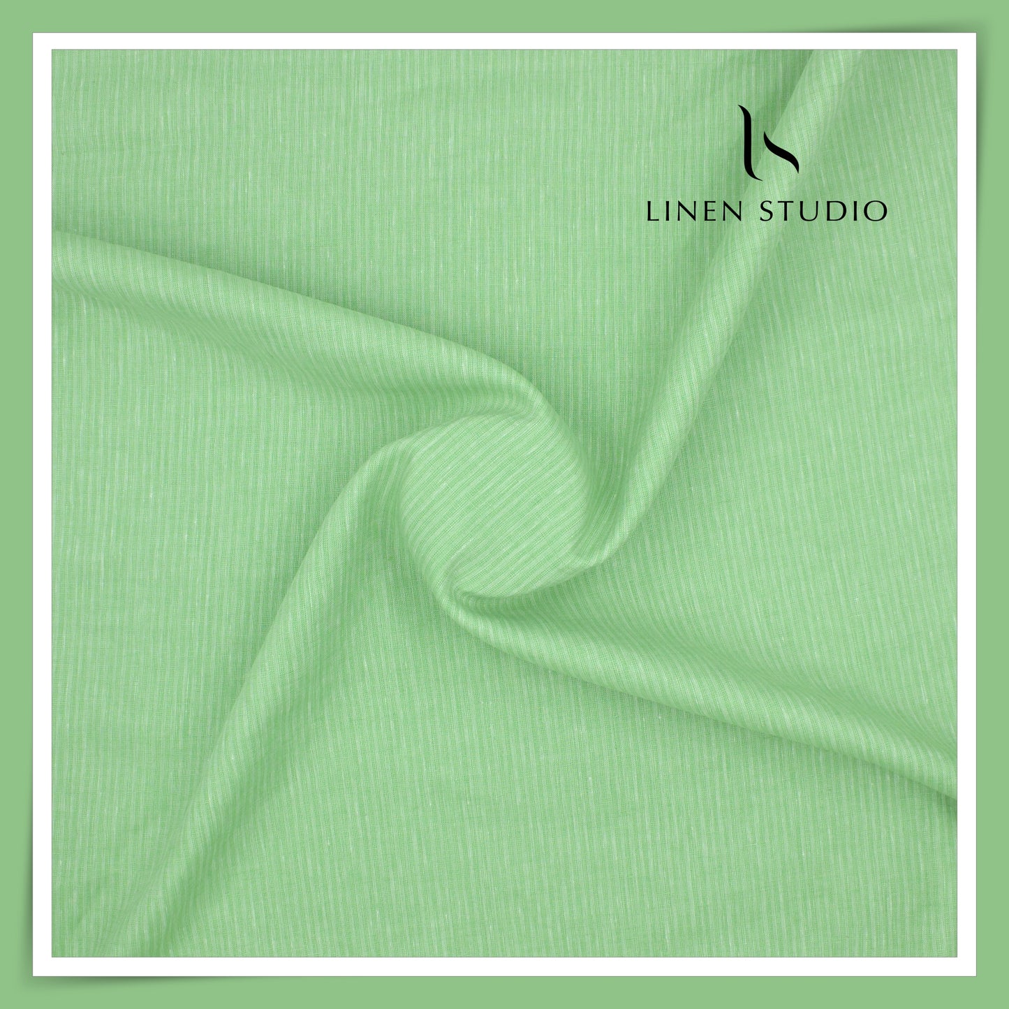 Burgoyne 60 Lea Pure Linen Shirting - Frog Green Stripes (NEW)