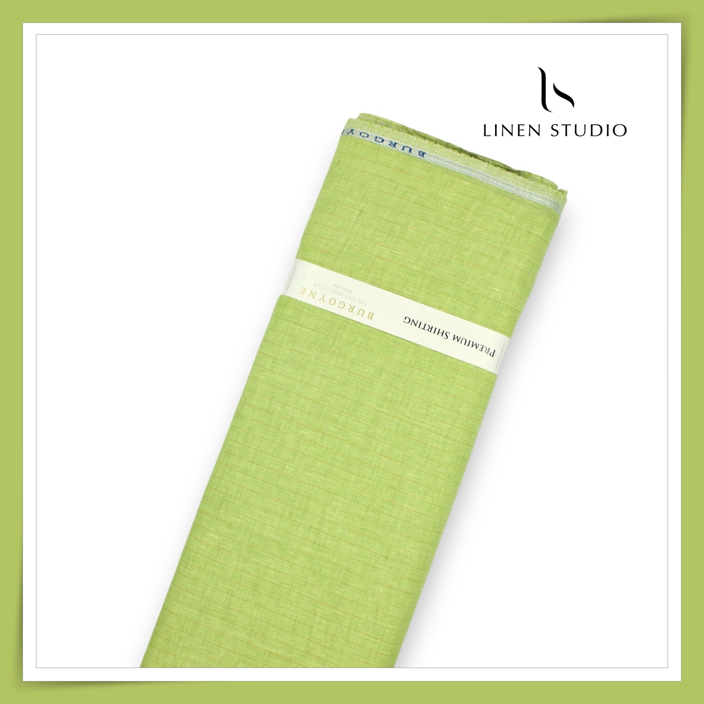 Burgoyne 60 Lea Pure Linen Shirting - Rosella Green Stripes (NEW)