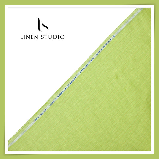 Burgoyne 60 Lea Pure Linen Shirting - Rosella Green Stripes (NEW)