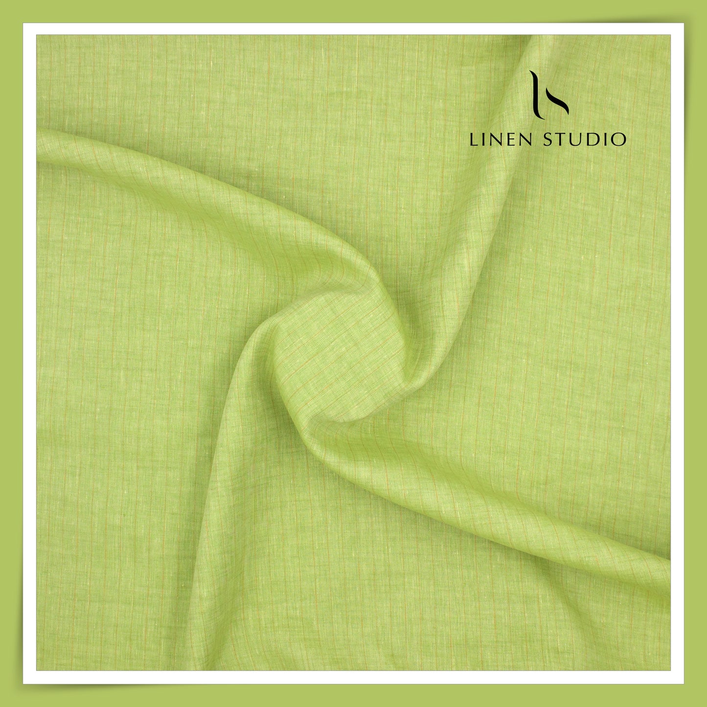 Burgoyne 60 Lea Pure Linen Shirting - Rosella Green Stripes (NEW)