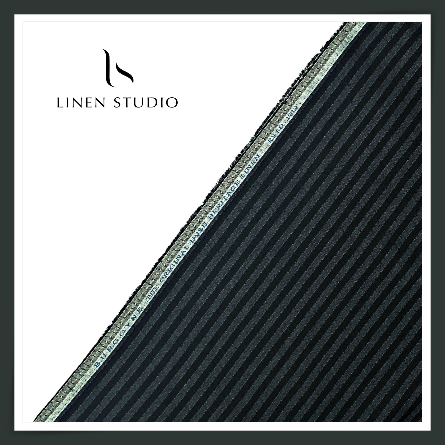 Burgoyne 60 Lea Pure Linen Shirting - Black & Grey Fancy Stripes (NEW)