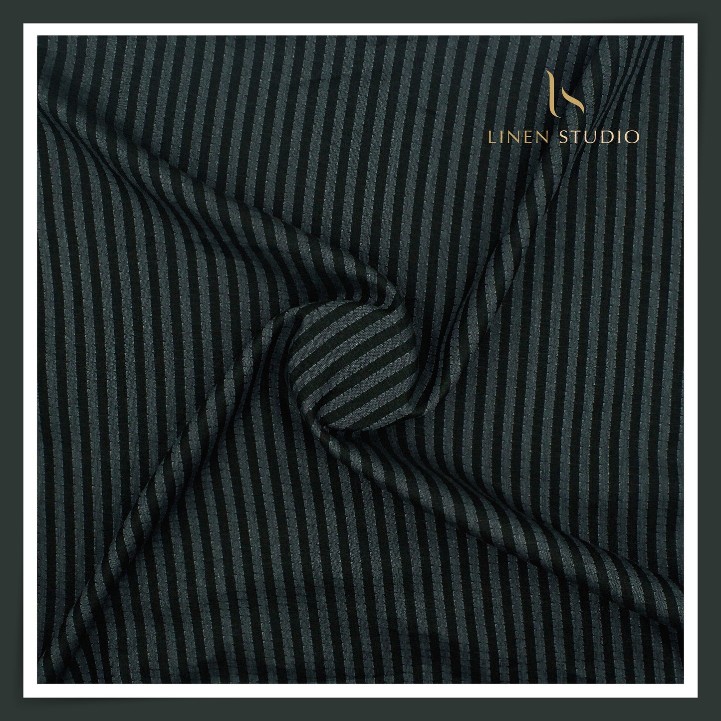 Burgoyne 60 Lea Pure Linen Shirting - Black & Grey Fancy Stripes (NEW)