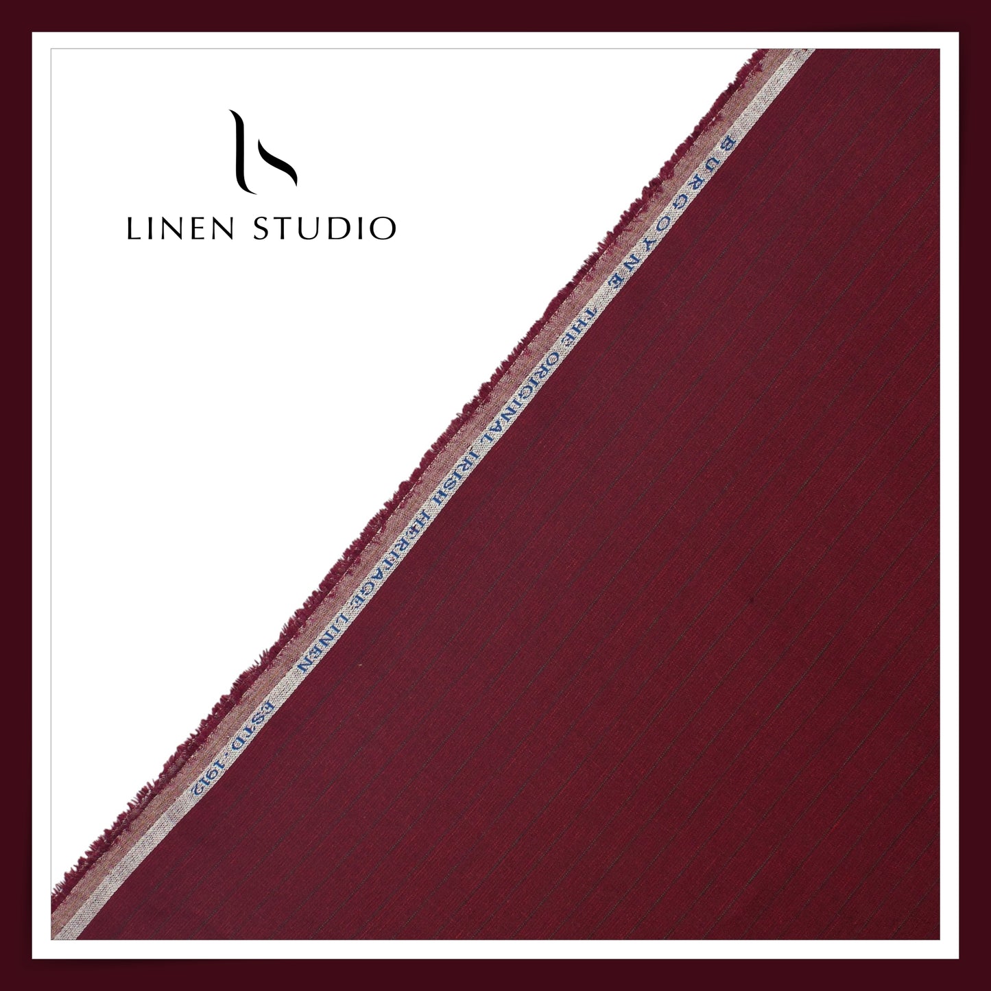 Burgoyne 60 Lea Pure Linen Shirting - Berry Red Stripes (NEW)