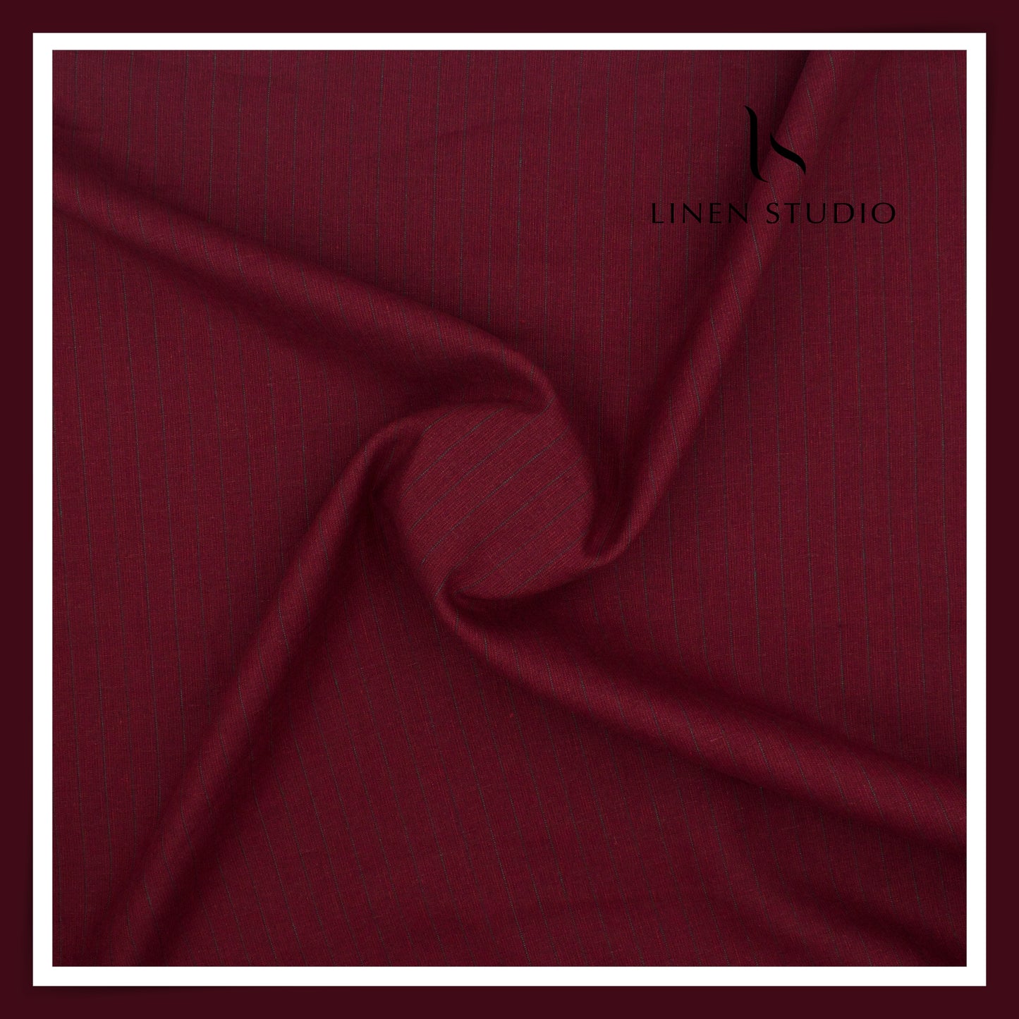 Burgoyne 60 Lea Pure Linen Shirting - Berry Red Stripes (NEW)