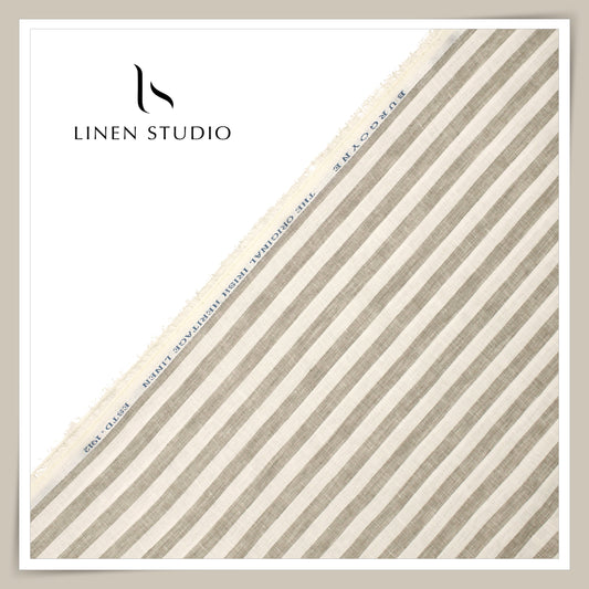 Burgoyne 60 Lea Pure Linen Shirting - Classic Cream & Natural Stripes (NEW)