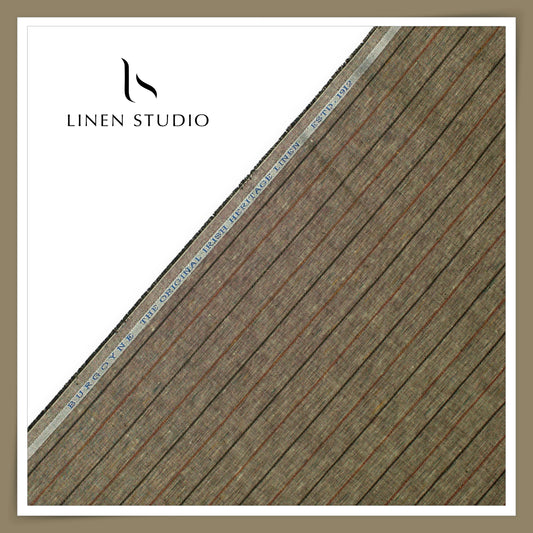 Burgoyne 60 Lea Pure Linen Shirting - Classic Earthy Stripes (NEW)