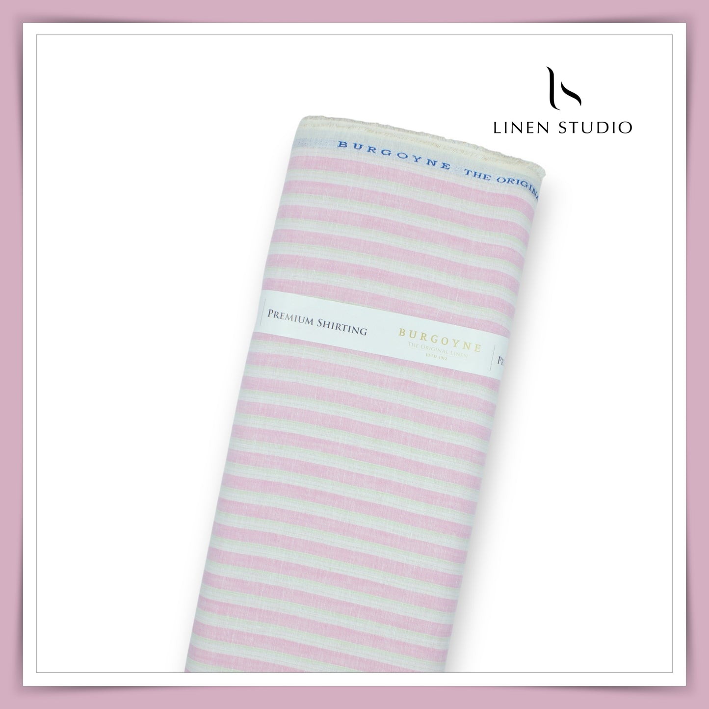 Burgoyne 60 Lea Pure Linen Shirting - Classic White & Pink Stripes (NEW)