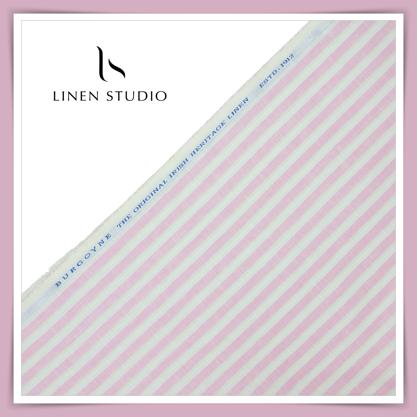 Burgoyne 60 Lea Pure Linen Shirting - Classic White & Pink Stripes (NEW)
