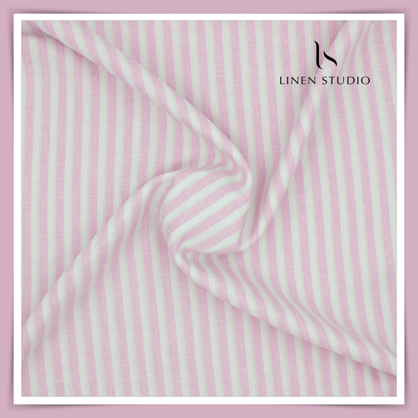 Burgoyne 60 Lea Pure Linen Shirting - Classic White & Pink Stripes (NEW)