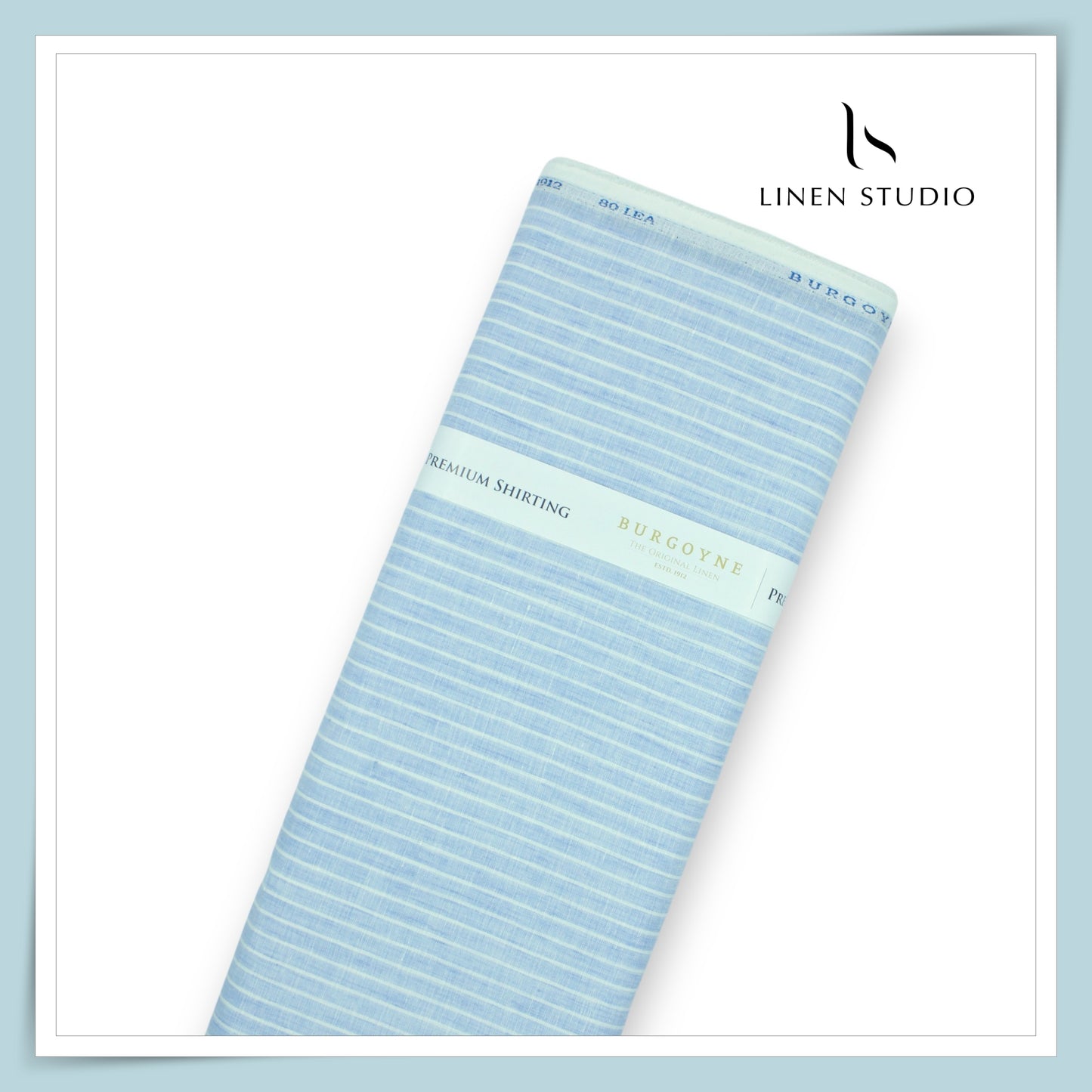 80 Lea Premium Shirting by Burgoyne - Neptune Blue Stripes (NEW)